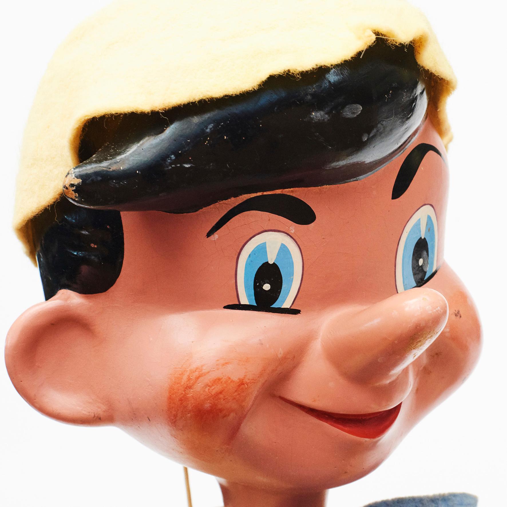 English 1950s MidCentury Vintage Pinocchio Marionette Puppet, Pelham Puppets