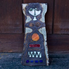 1950er Wandplakette Adam Dworski Wye Pottery, Frau, Mid-Century