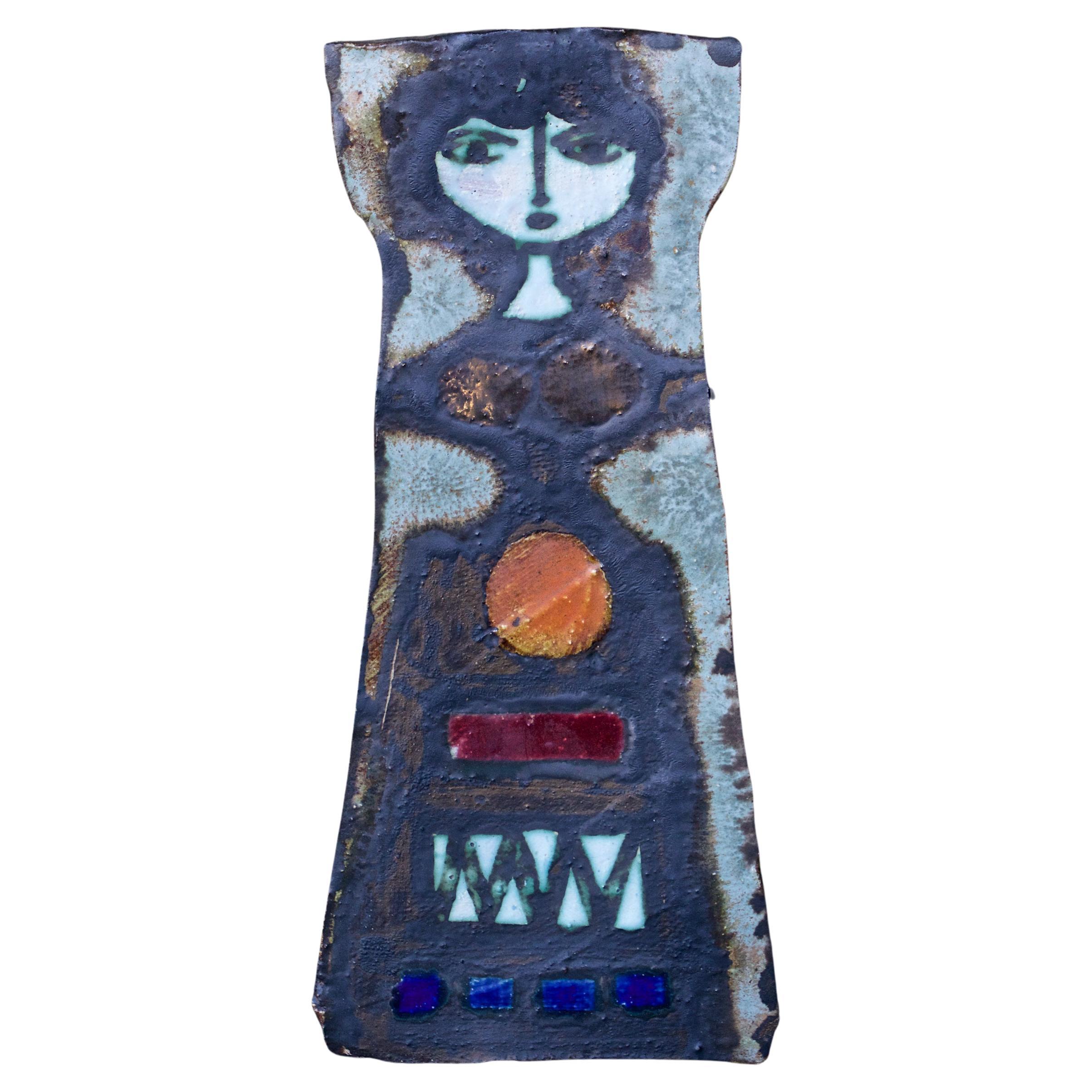 Targa da parete del 1950 Mid-Century Adam Dworski Wye Pottery Woman