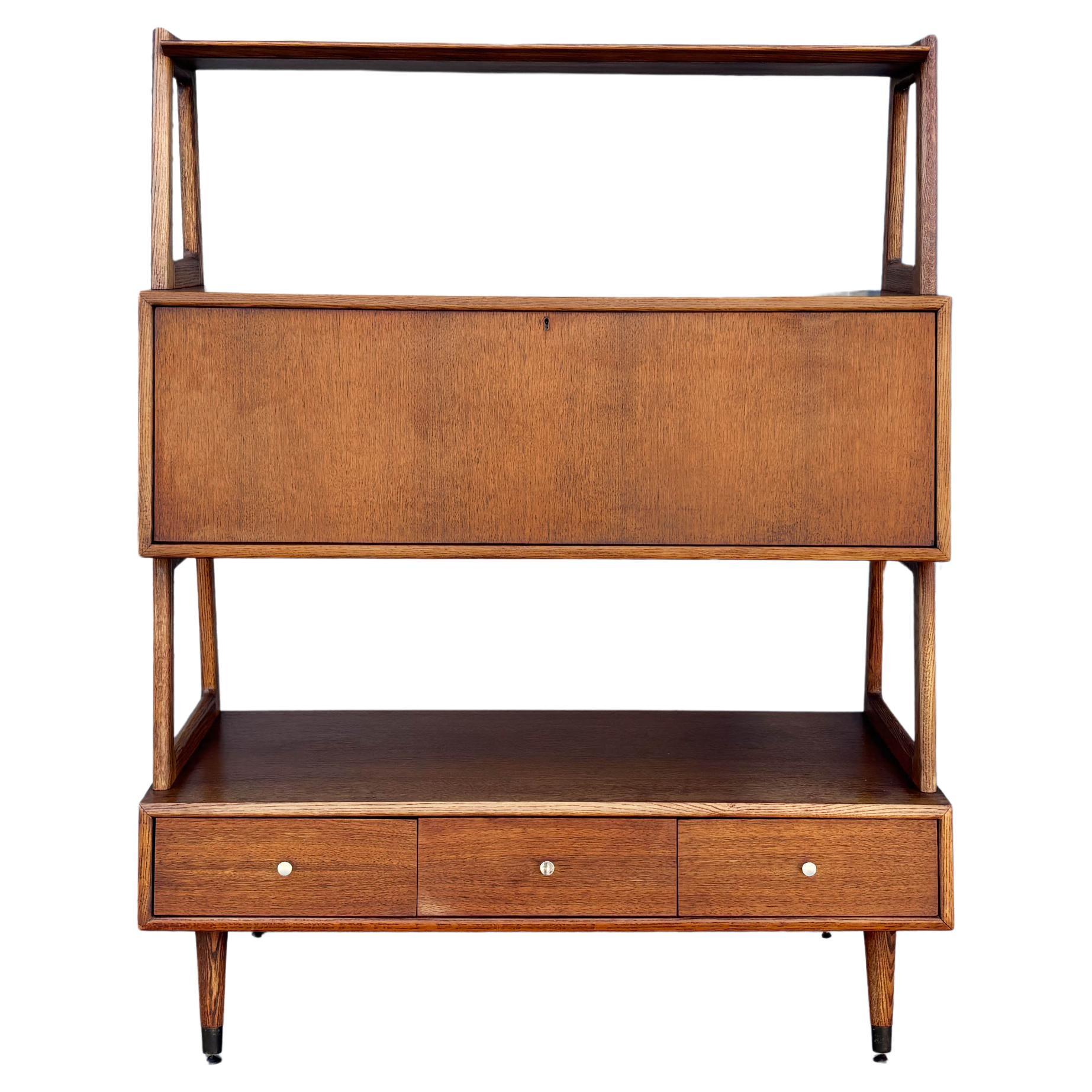 1950s Mid Century Walnut Bookcase and Desk by Saginaw For Sale