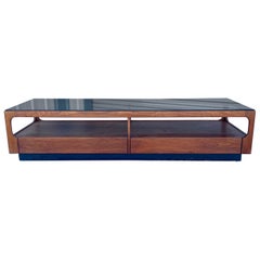 1950s Mid Century Walnut & Glass Coffee Table Designed John Keal for Brown Saltm