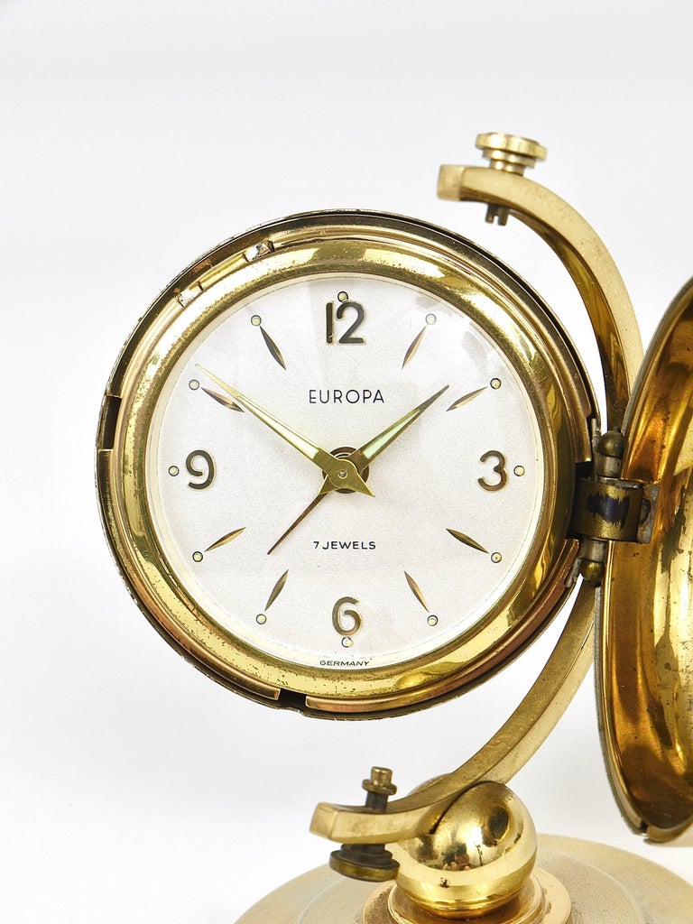 1950s Mid Century World Globe Brass Table Alarm Clock By Europe Germany 1950s At 1stdibs