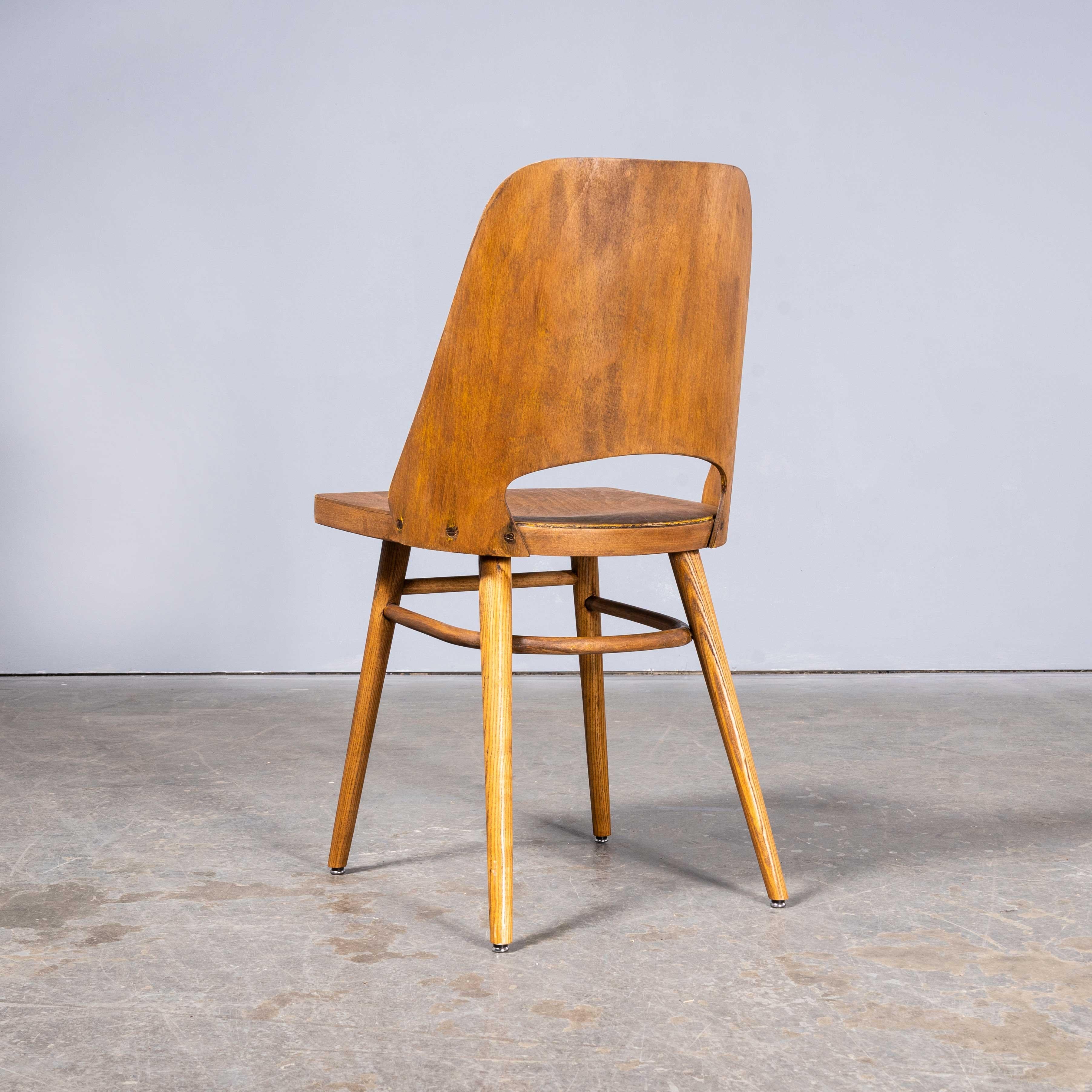 1950’s Mid Oak Dining Chairs By Radomir Hoffman For Ton – Pair For Sale 2