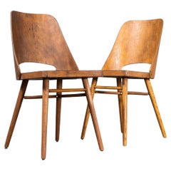 Vintage 1950’s Mid Oak Dining Chairs By Radomir Hoffman For Ton – Pair