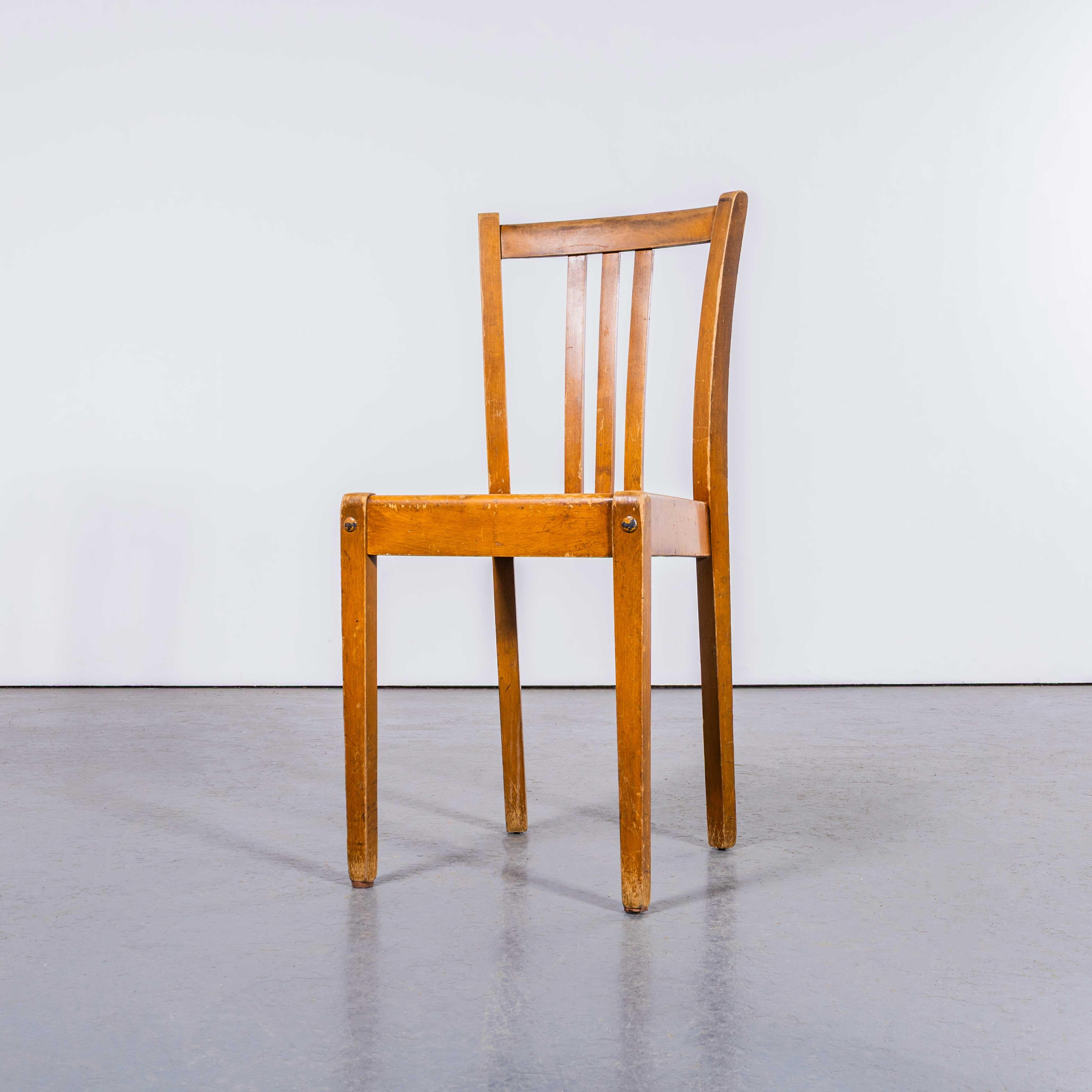 1950's Mid Oak Stella Dining Chairs With Flat Angular Seat - Set Of Eleven im Angebot 1