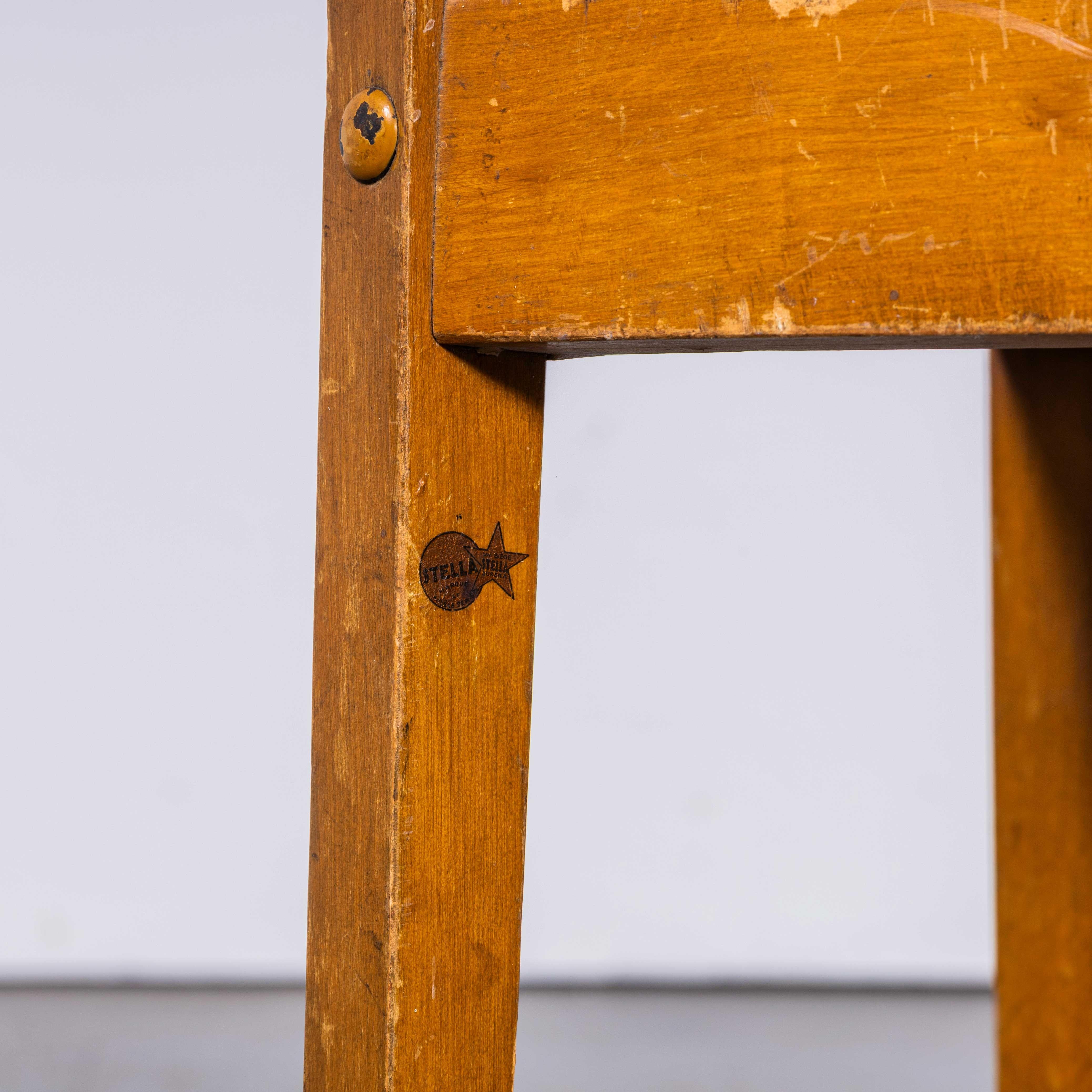 1950's Mid Oak Stella Dining Chairs With Flat Angular Seat - Set Of Eleven im Angebot 2
