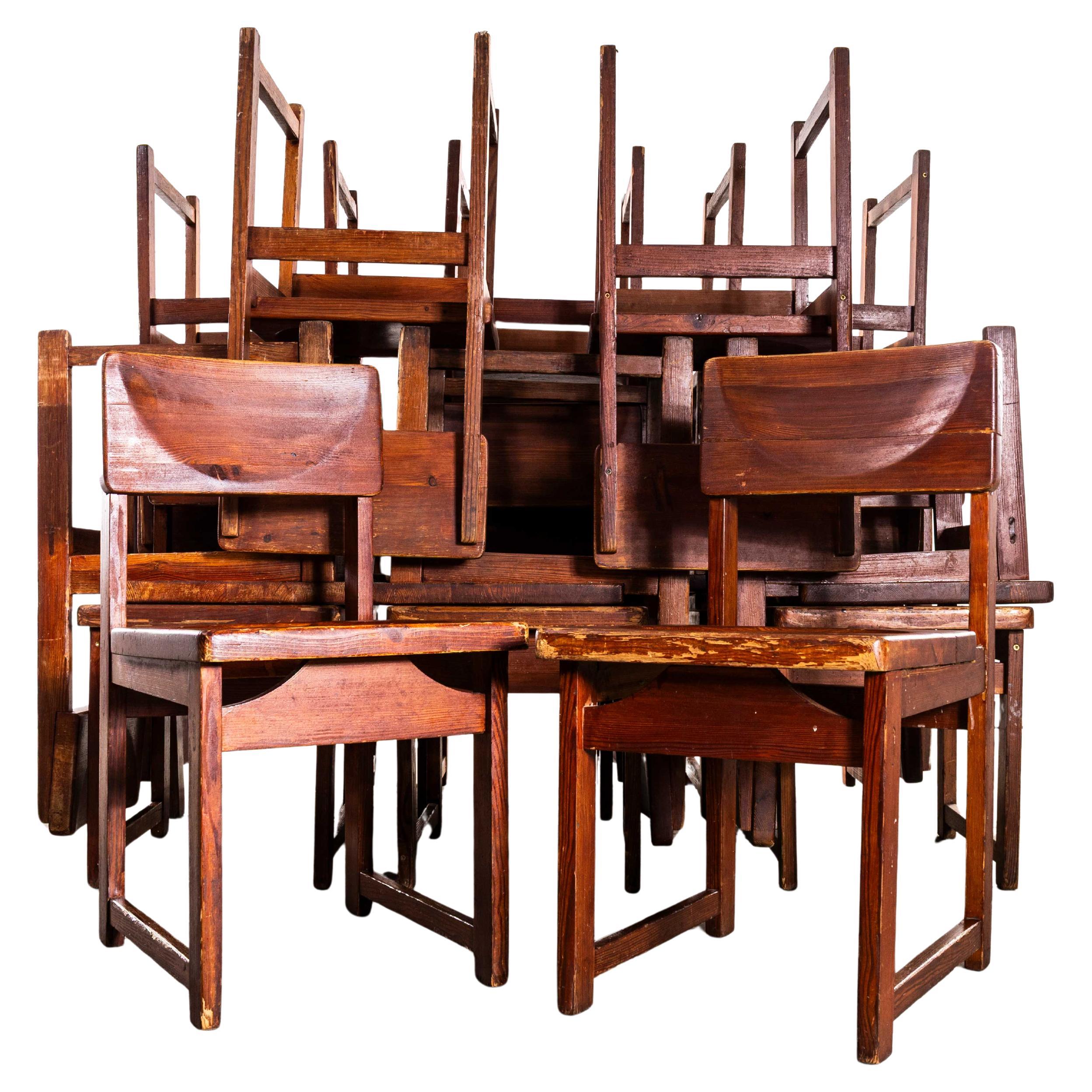 Chaises de salle à manger cubiques en pitch-pine des années 1950
