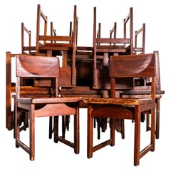 Chaises de salle à manger cubiques en pitch-pine des années 1950