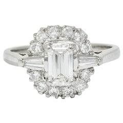 Vintage 1950s Midcentury 1.21 Carat Diamond Platinum Cluster Ring