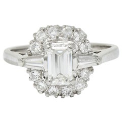 1950s Midcentury 1.21 Carat Diamond Platinum Cluster Ring