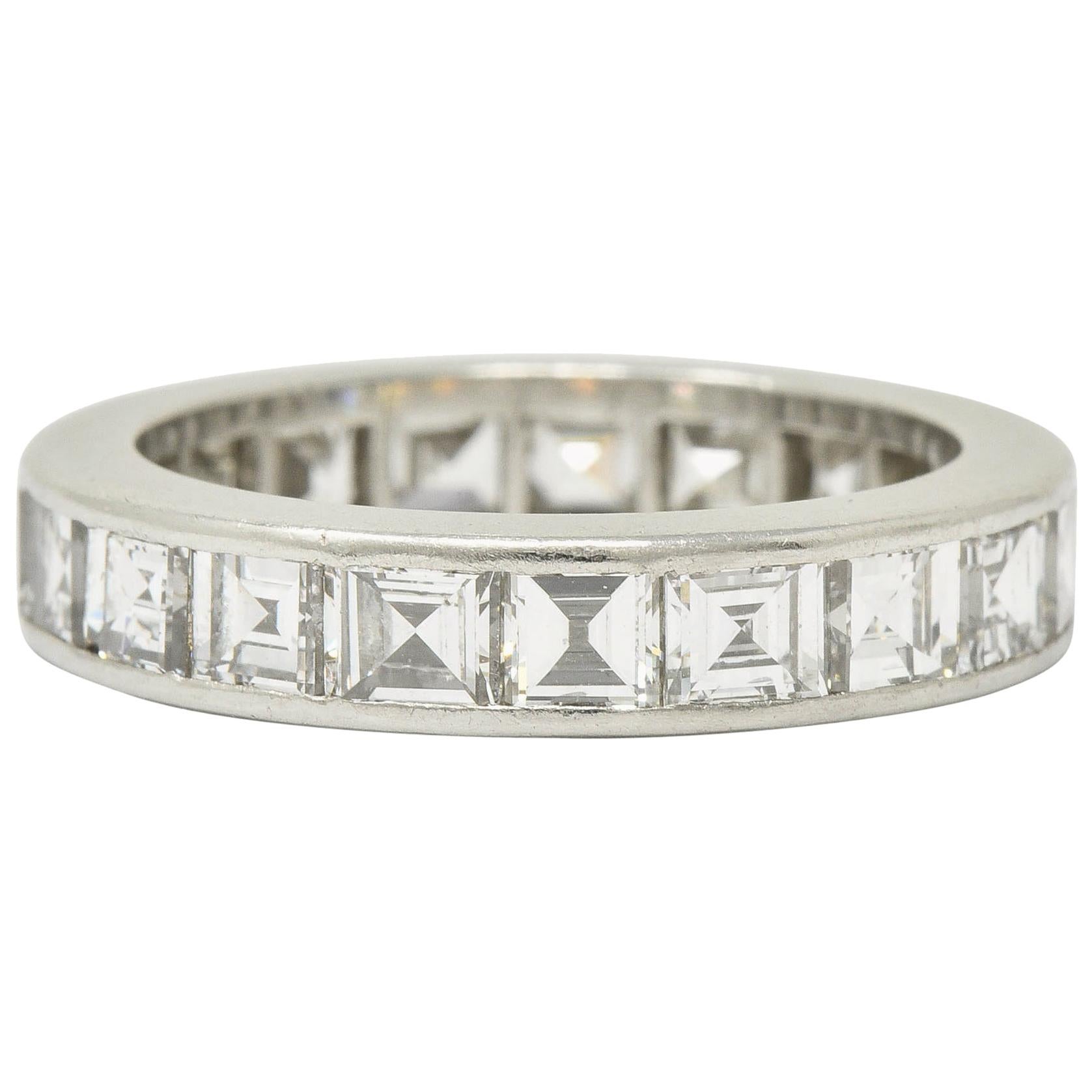 1950s Midcentury 3.80 Carat Diamond Platinum Eternity Band Ring