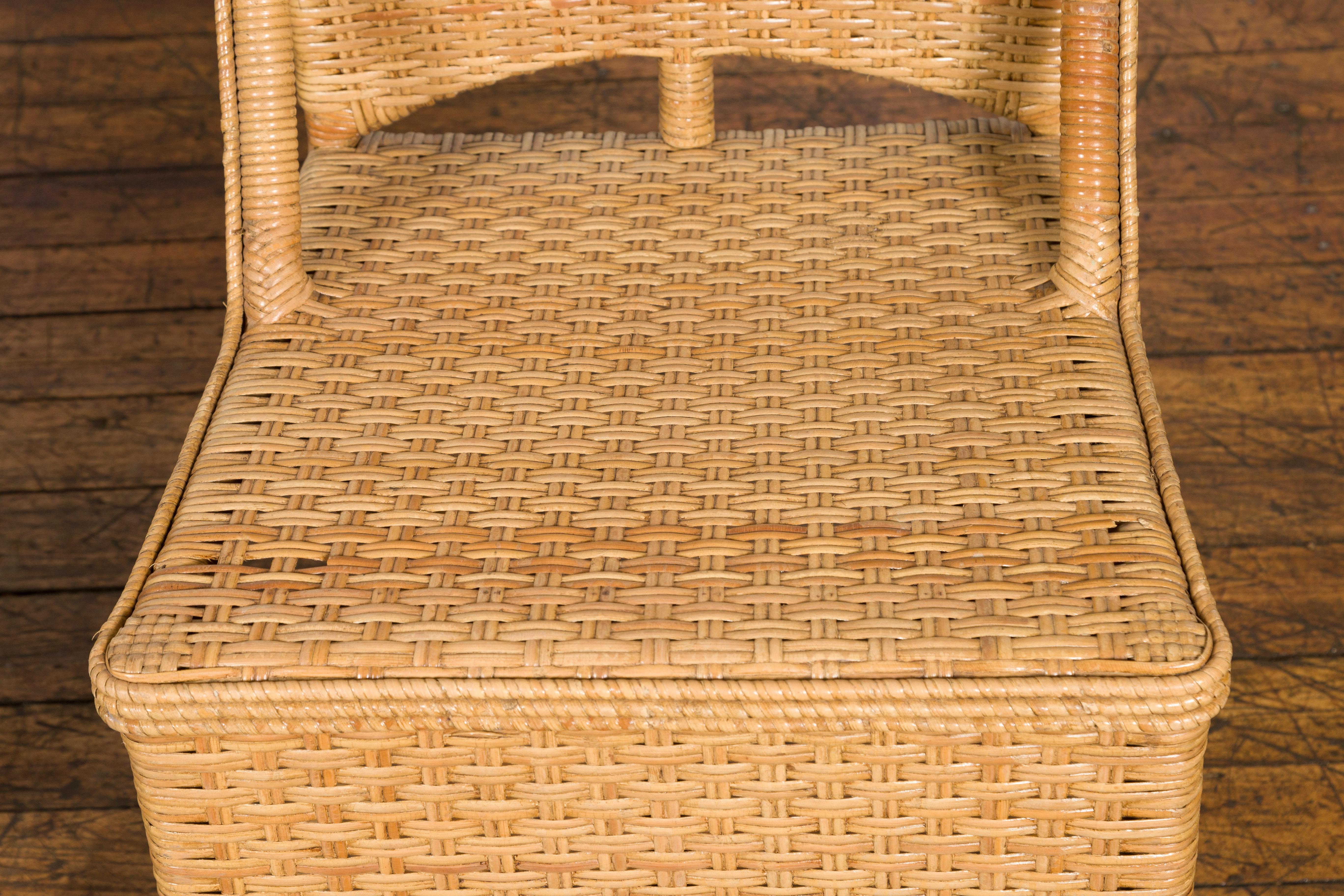 1950s Midcentury Country Style Woven Rattan Rustic Chairs, Pair In Good Condition For Sale In Yonkers, NY