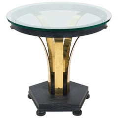 1950s Midcentury Dunbar Glass Top Table