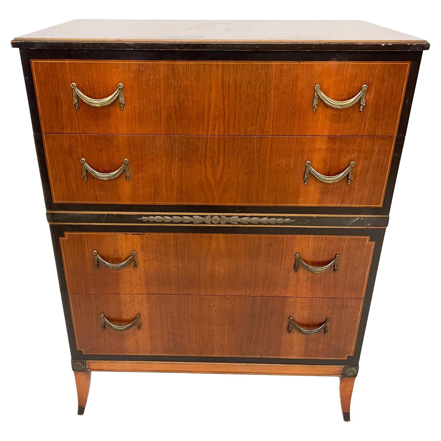 1950s Midcentury Elegant Landstrom Neoclassical Highboy Dresser Illinois