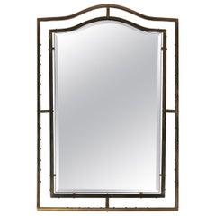 1950s Midcentury French Brass Shield Mirror