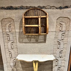 1950s Midcentury French Rattan Wall Shelf Cubby