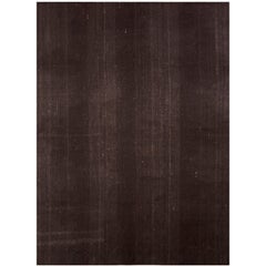 1950s Midcentury Kilim Solid Striped Brown Vintage Flat-Weave