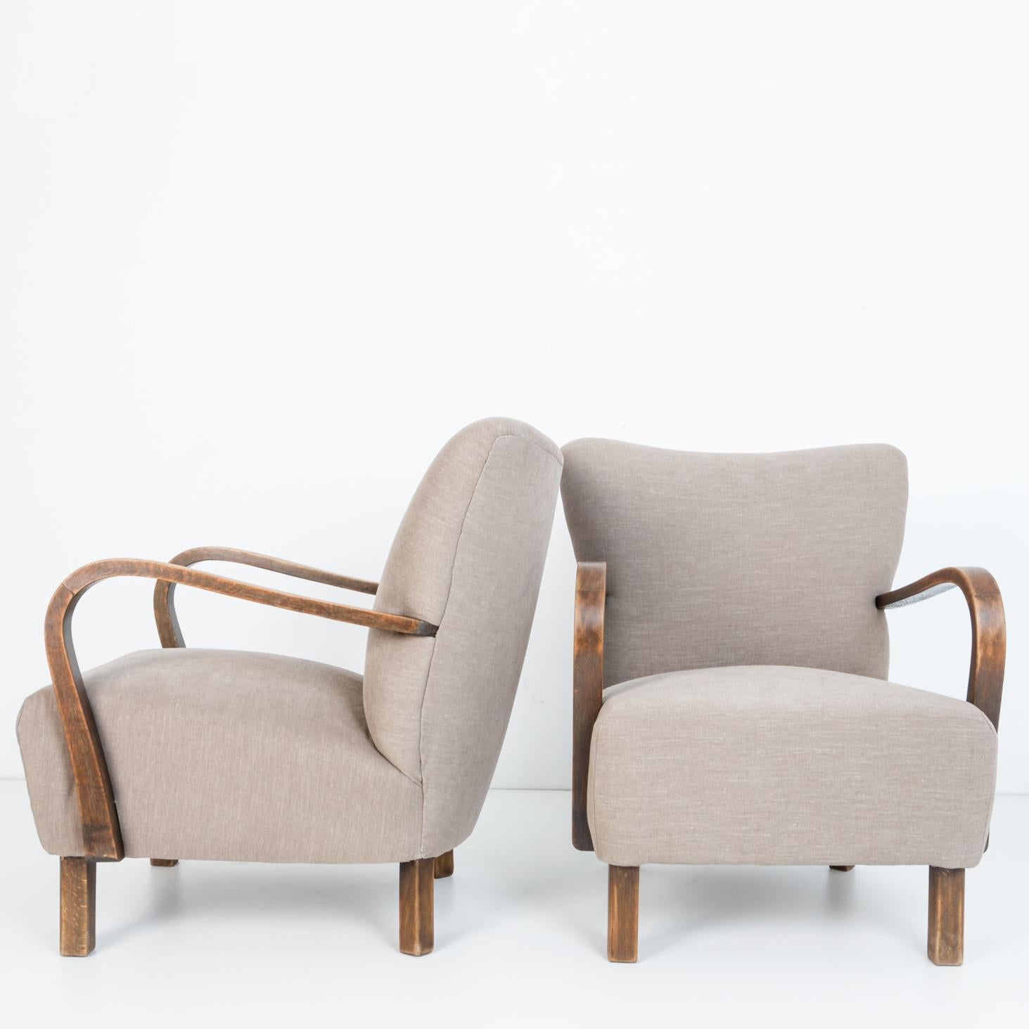Mid-Century Modern 1950s Midcentury Lounge Chairs, a Pair