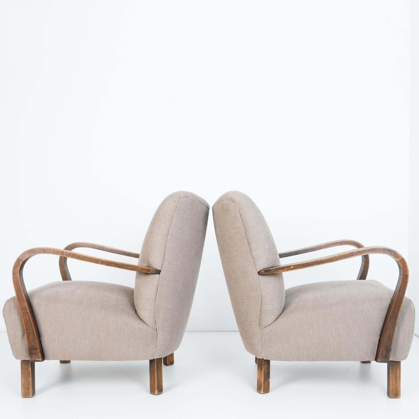 Czech 1950s Midcentury Lounge Chairs, a Pair