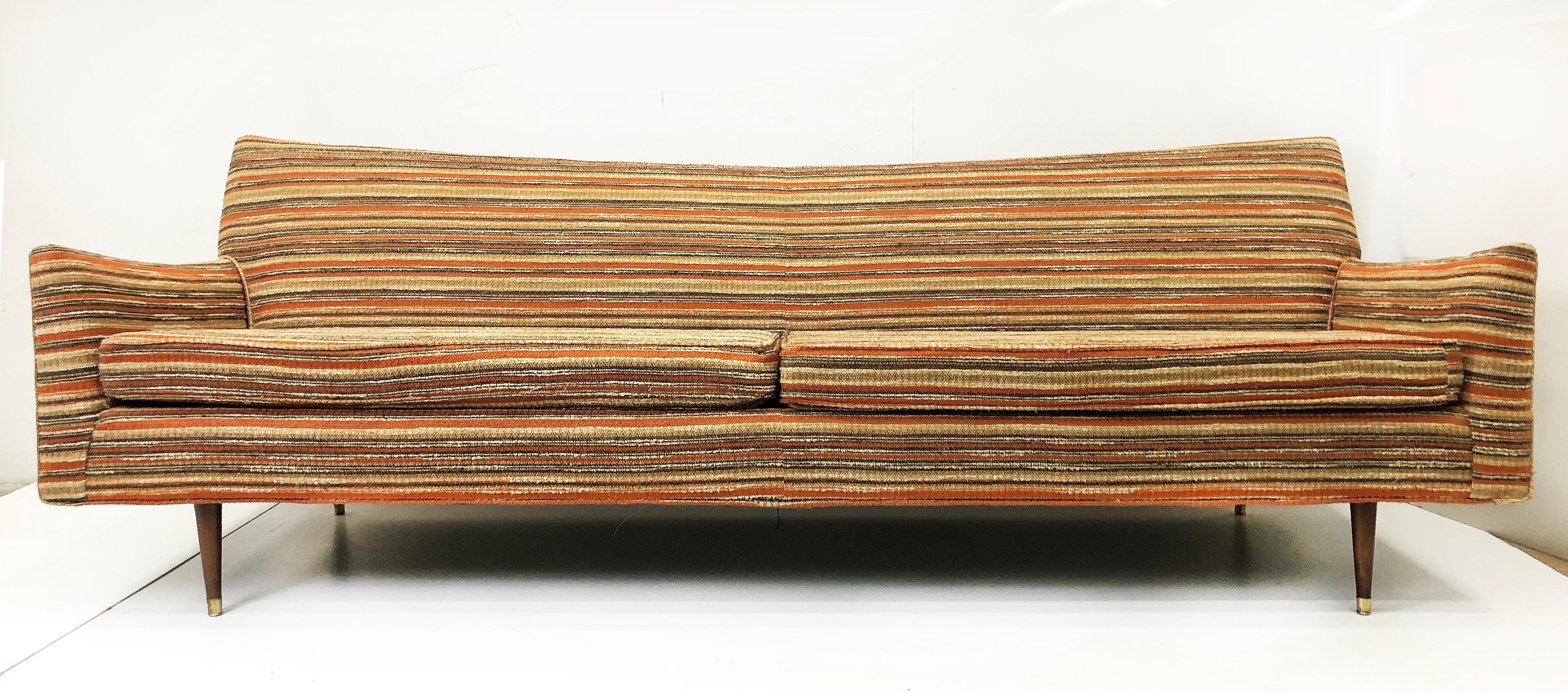 Woven 1950s Mid-Century Modern Sofa after Paul McCobb, Original Fabric