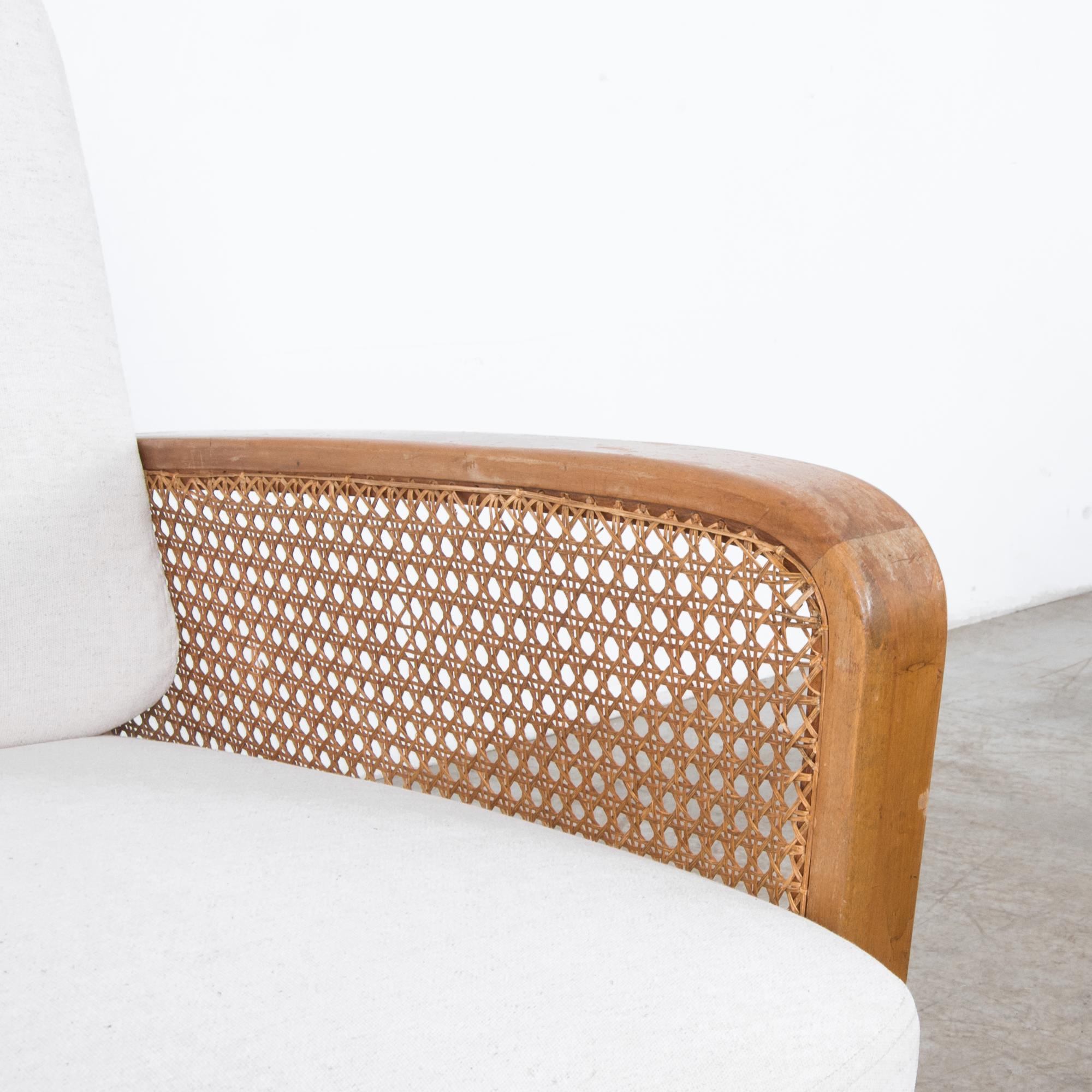Fabric 1950s Mid-Century Modern Wooden Sofas, Set of Three
