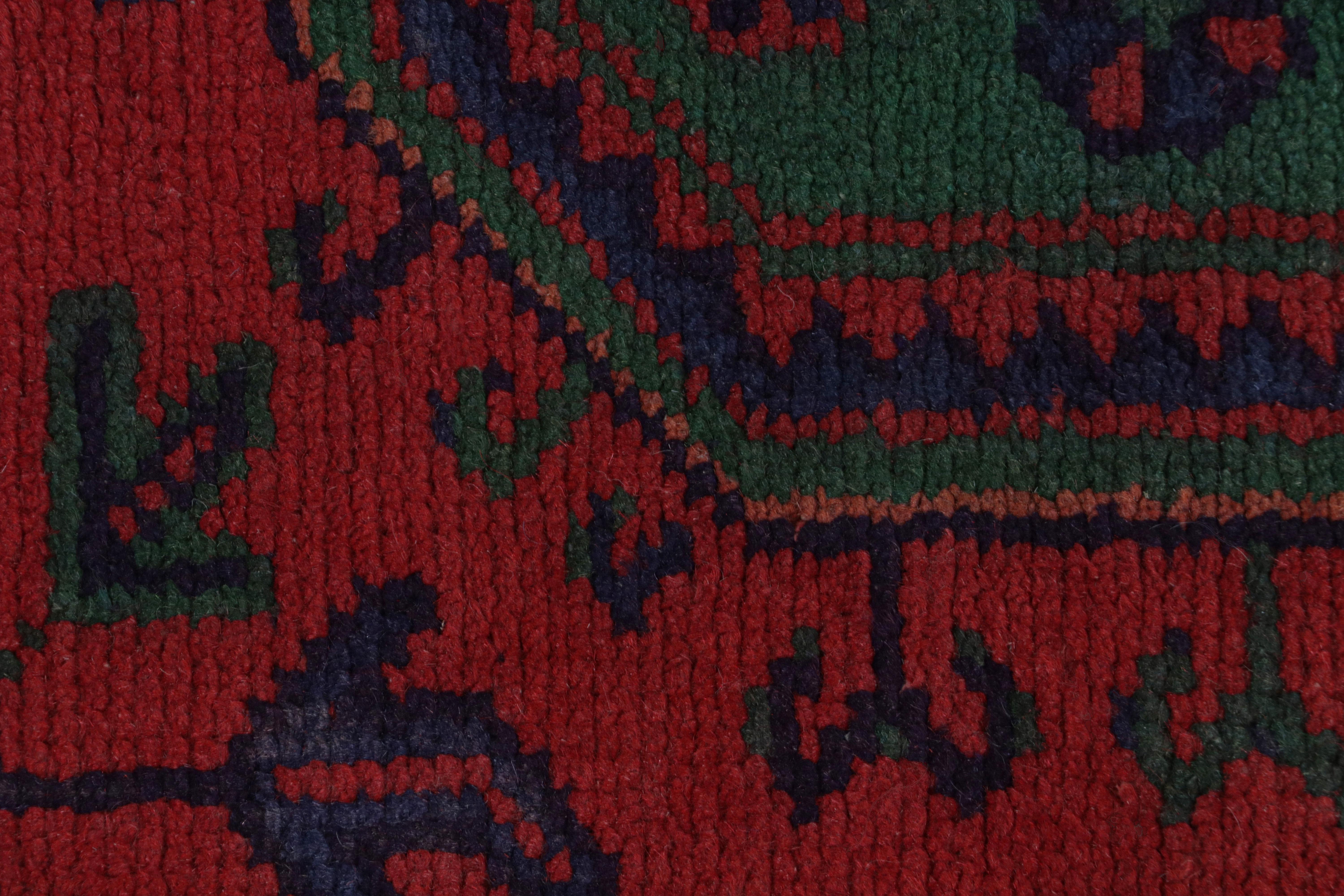 1950er Midcentury Vintage Oushak-Läufer rotes Medaillonmuster von Teppich & Kelim (Türkisch) im Angebot