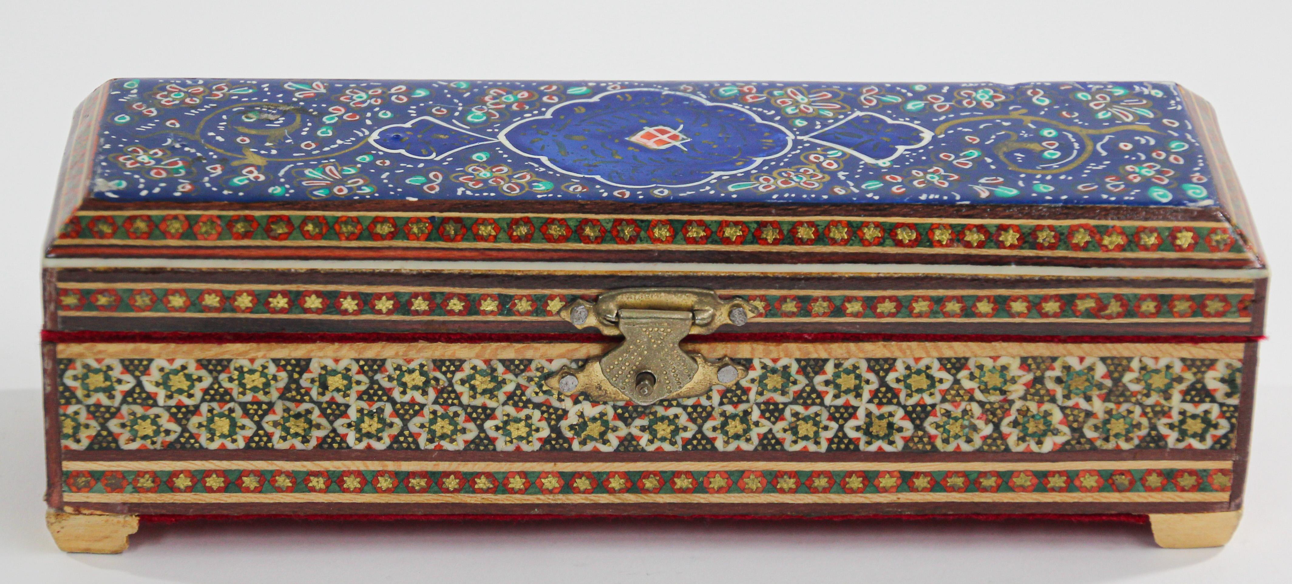 1950s Middle Eastern Moorish Inlaid Jewelry Trinket Mosaic Box 5