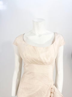 1950s Mignon Cream Silk Sheath Dress