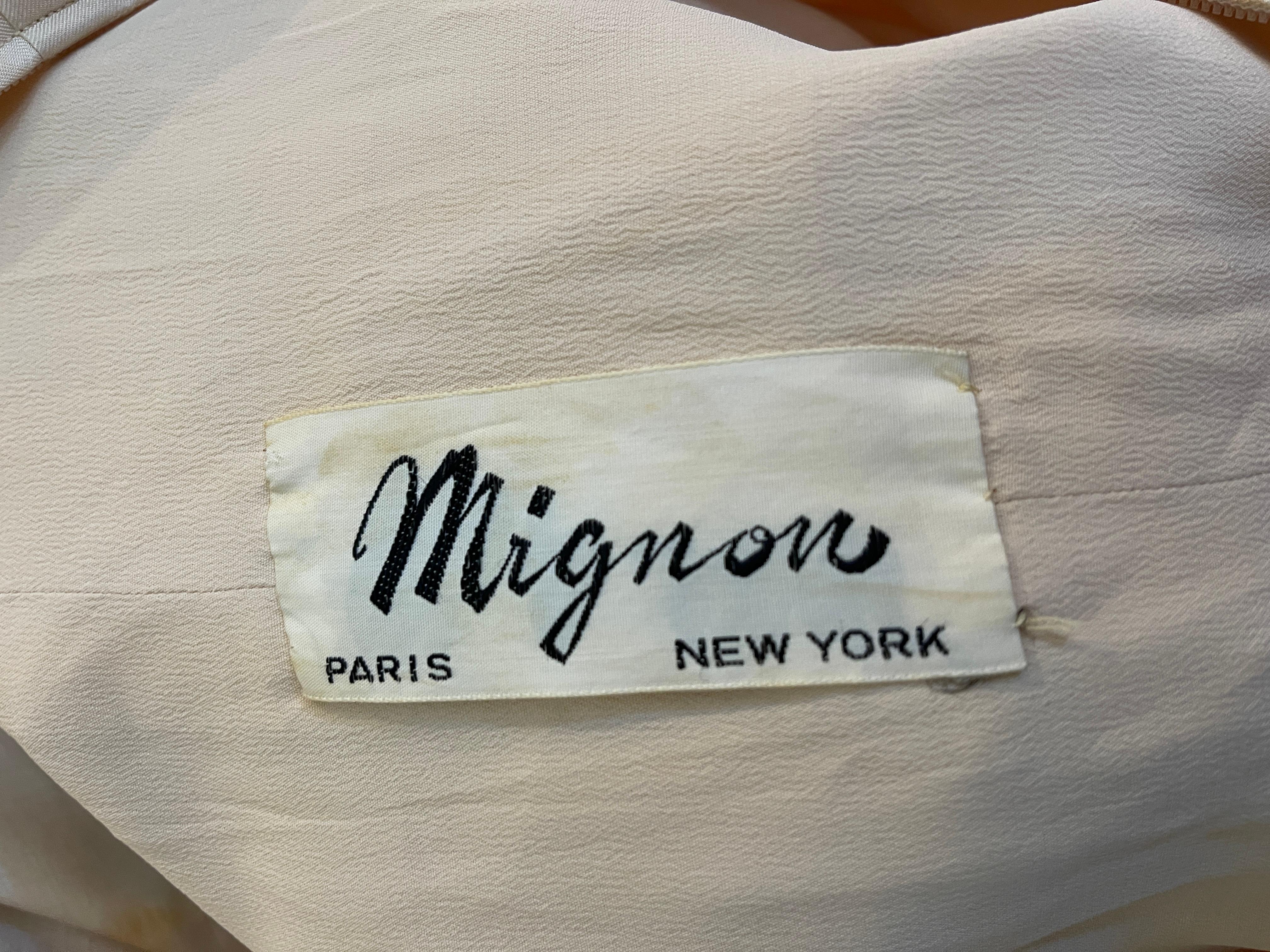 1950s Mignon Cream Silk Sheath Dress For Sale 3