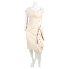 Retro 1950s Mignon Cream Silk Sheath Dress