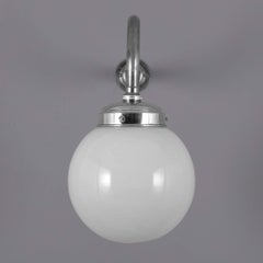 1950s Milk Glass Globe Swan Neck Wall Light