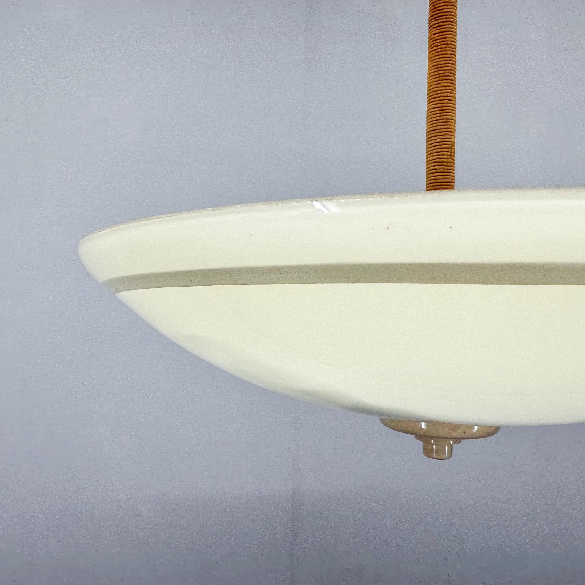 1950s Milk Glass Pendant Light by VEB Leuchtenbau Arnsdorf, Germany For Sale 4