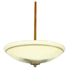 1950s Milk Glass Pendant Light by VEB Leuchtenbau Arnsdorf, Germany