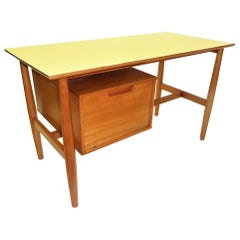 Retro 1950s Milo Baughman for Drexel Blond Floating Top Desk