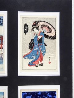 1950s Miniature Japanese Wood Block Prints