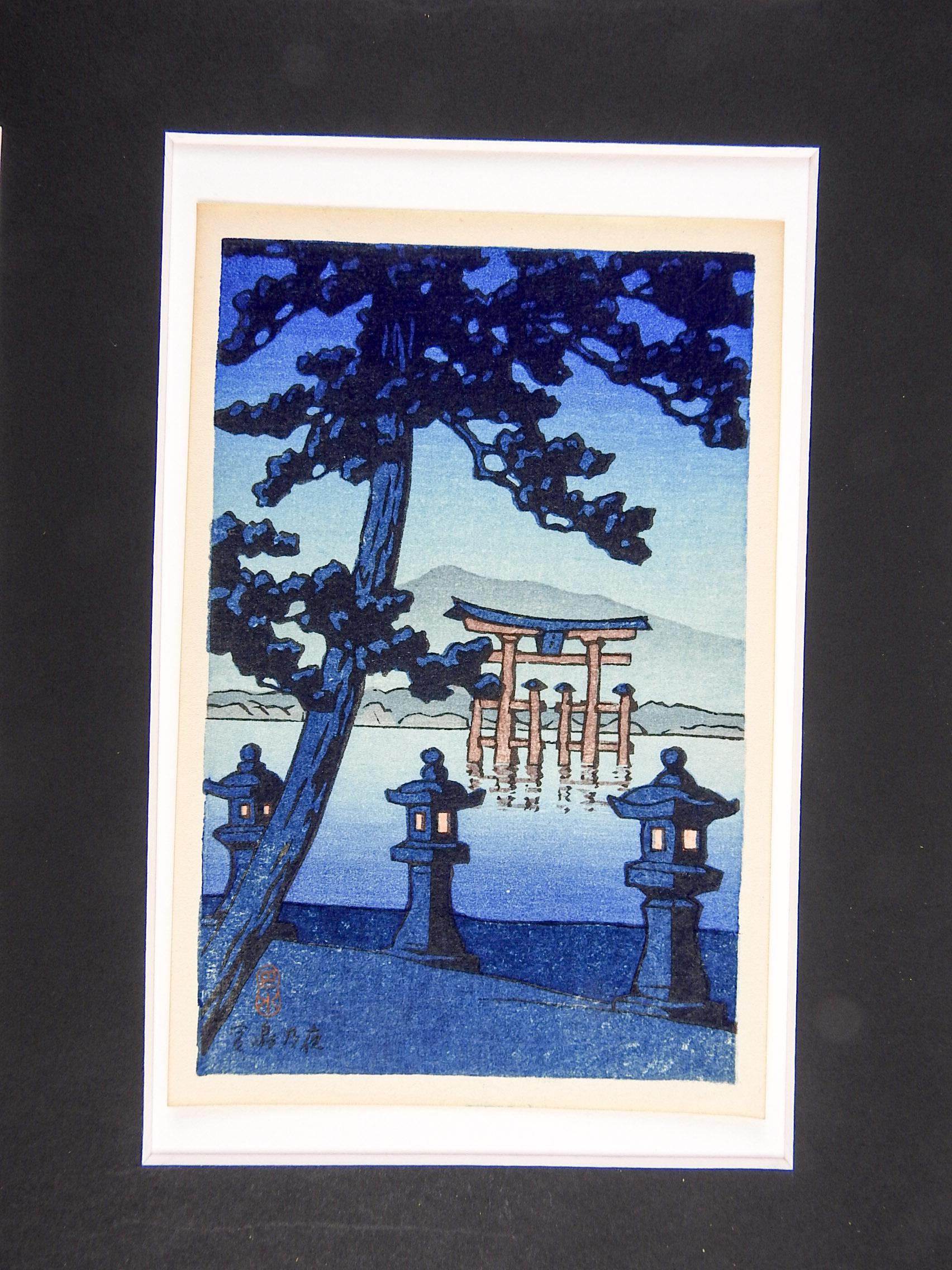 1950s Miniature Japanese Wood Block Prints In Good Condition For Sale In Seguin, TX