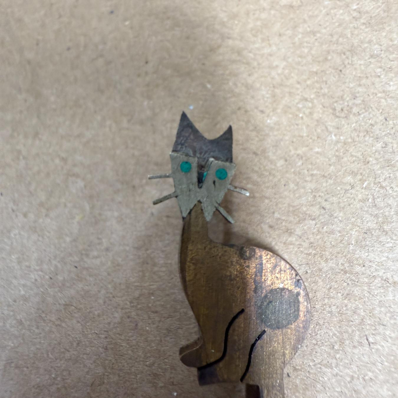 1950s Mixed Metal Cat Pin Chato Castillo Taxco For Sale 6