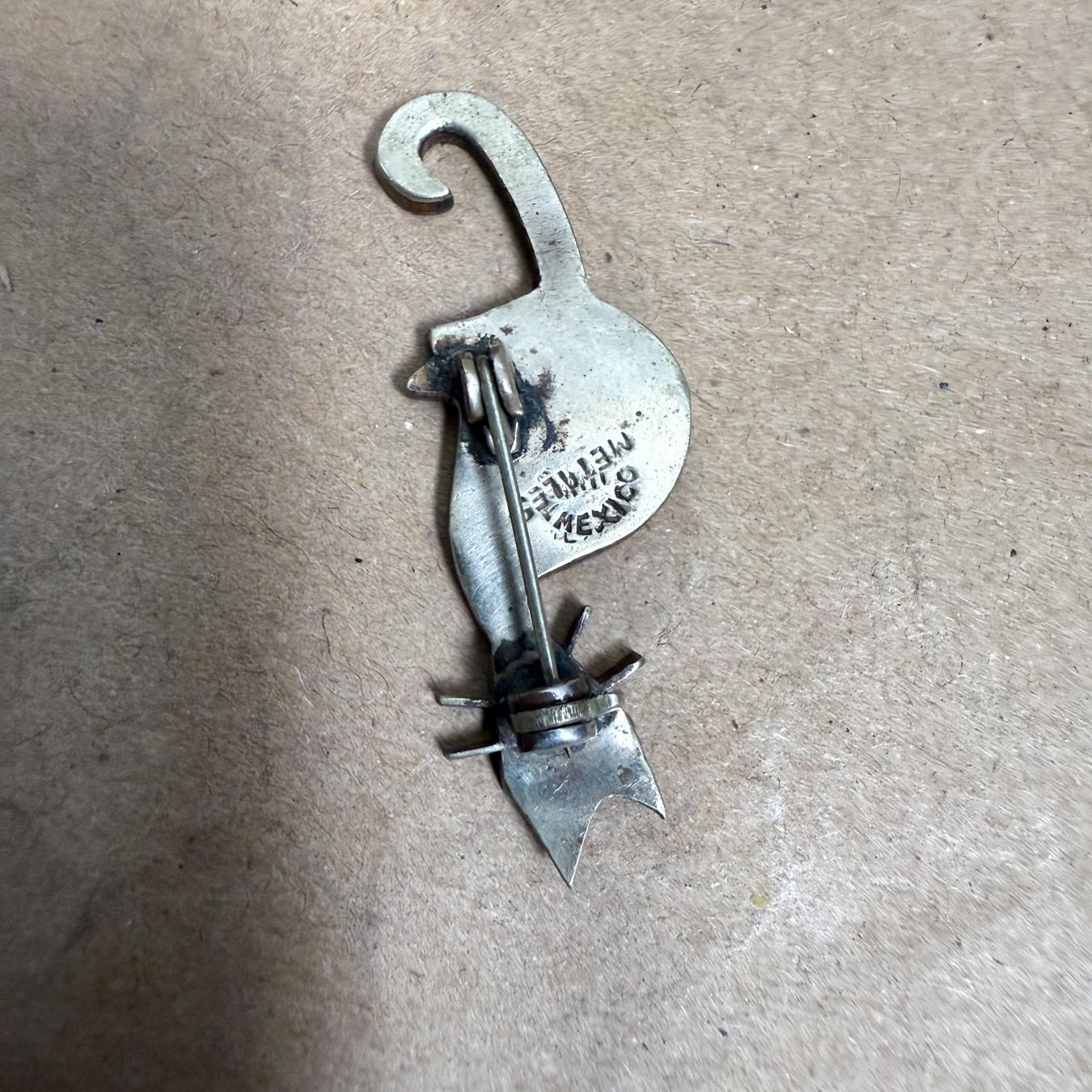 1950s Mixed Metal Cat Pin Chato Castillo Taxco For Sale 9