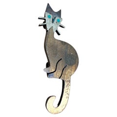 Spilla a forma di gatto in metallo misto del 1950 Chato Castillo Taxco