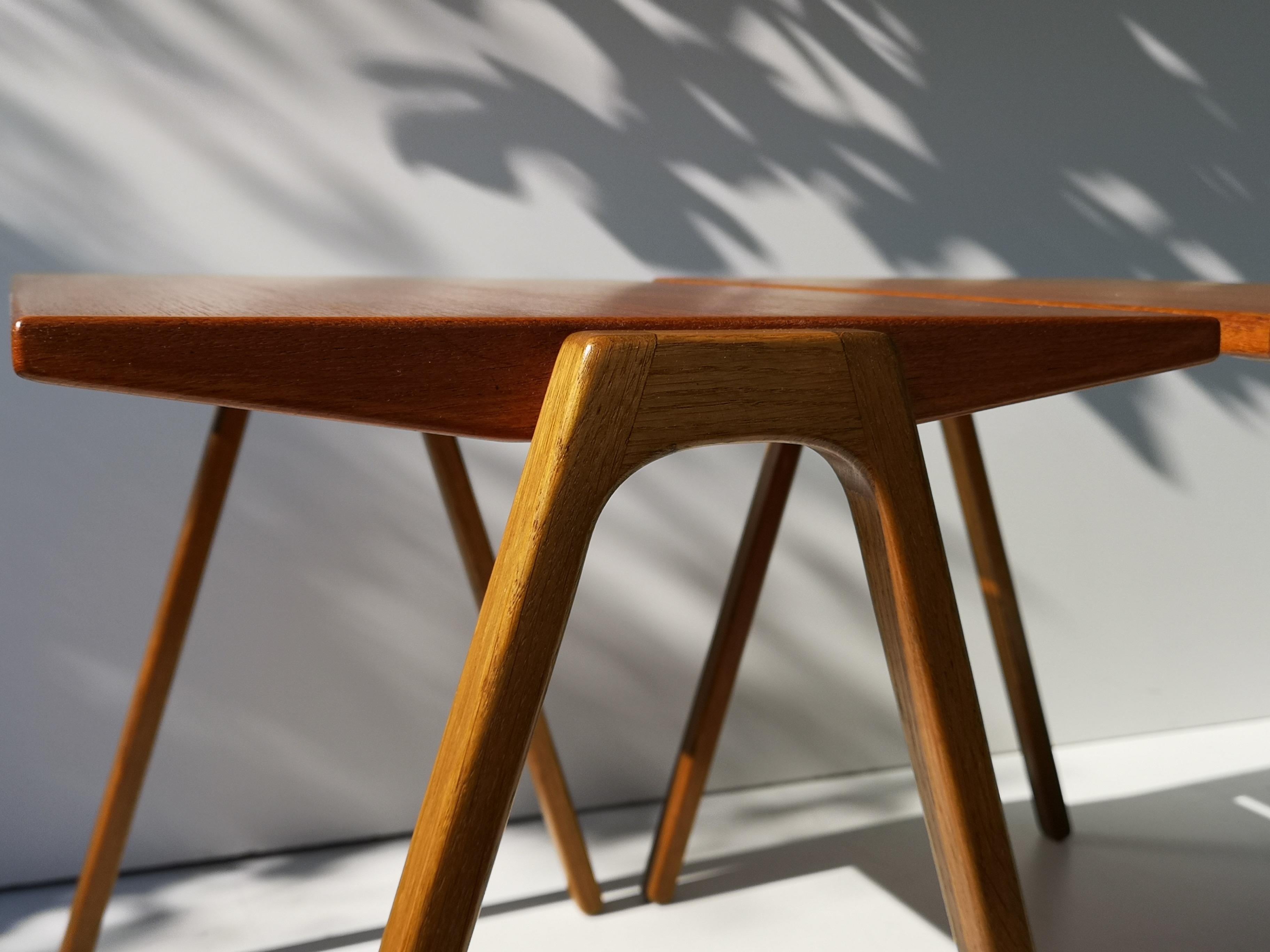20th Century 1950s Minimalist Danish Teak and Oak Side / End Tables For Sale