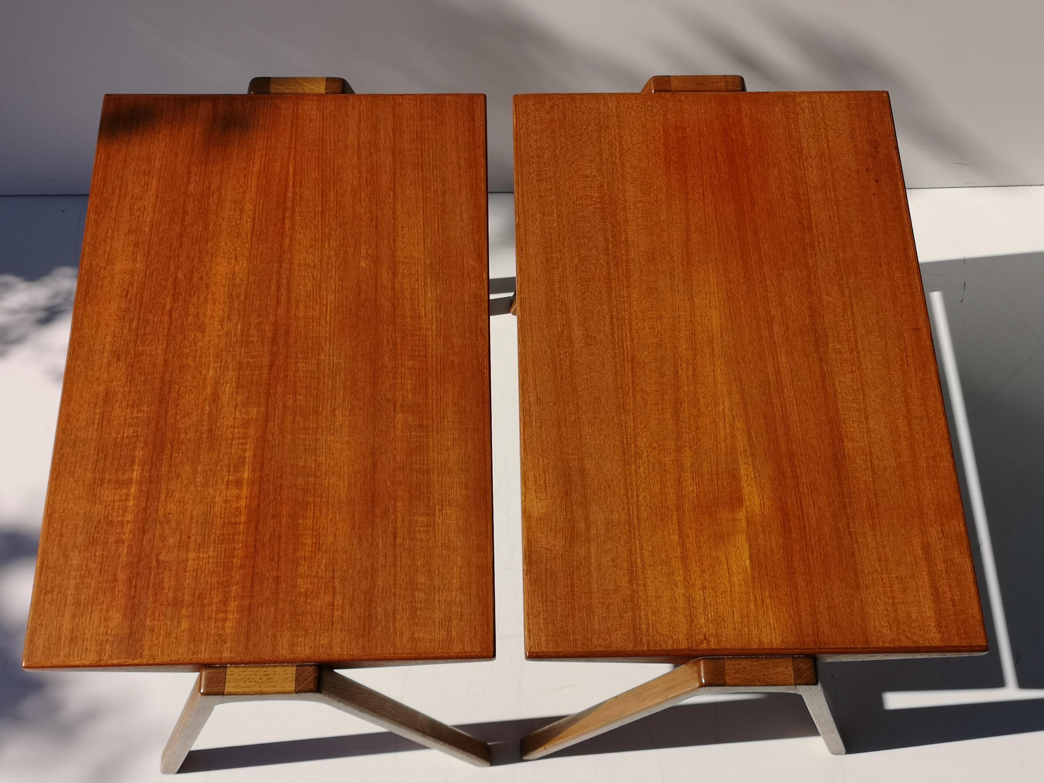 1950s Minimalist Danish Teak and Oak Side / End Tables For Sale 3
