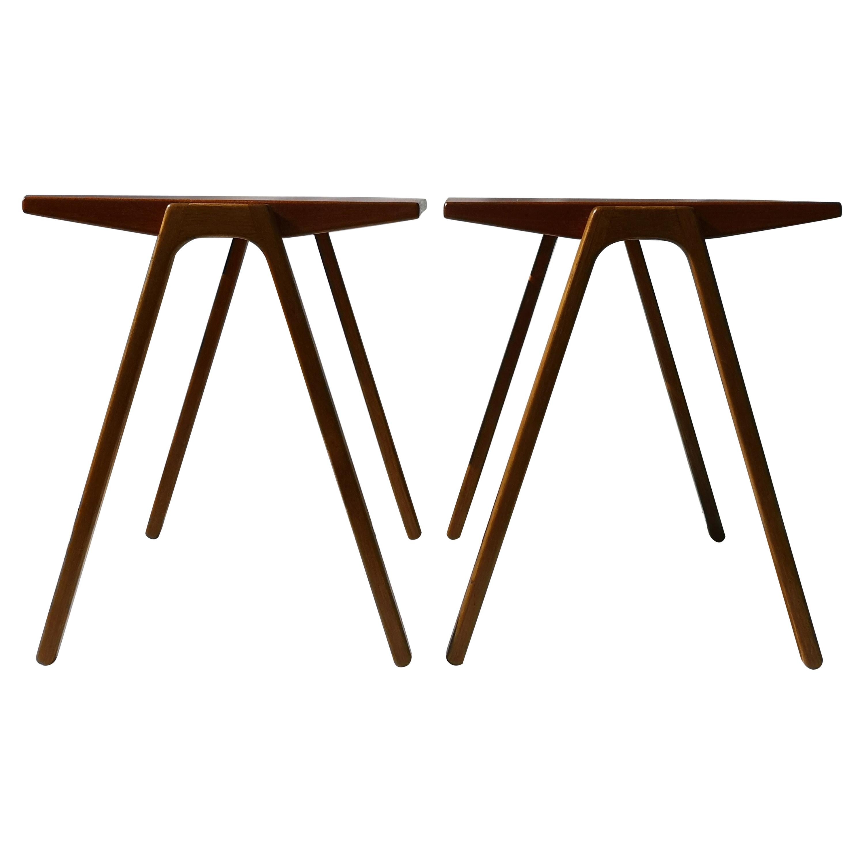 1950s Minimalist Danish Teak and Oak Side / End Tables For Sale