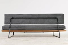1950s Minimalist Daybed Rolf Grunow for Knoll, Beechwood & Metal, New Upholstery