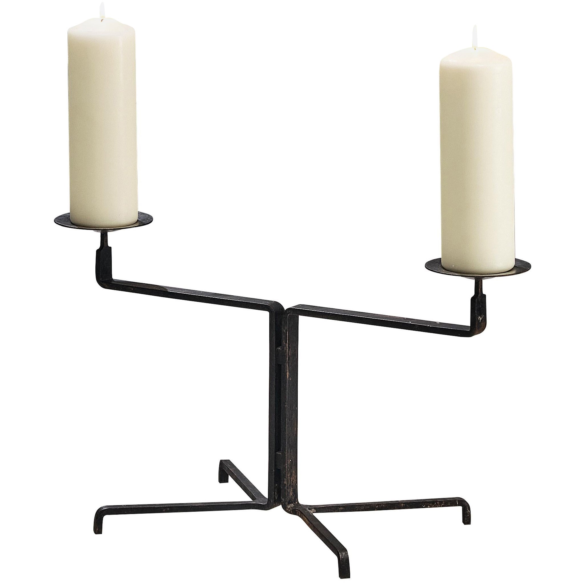 1950s Minimalist Floor Candle Holder in Steel