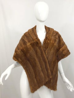 1950s Mink Fur Large Light Brown Pastel Vintage 50s Stole Wrap Cape Scarf