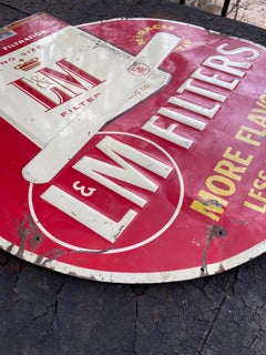 1950s Miracle Tip Cigarette Advertising Tin Sign Vintage Red Ratrod Garage Decor