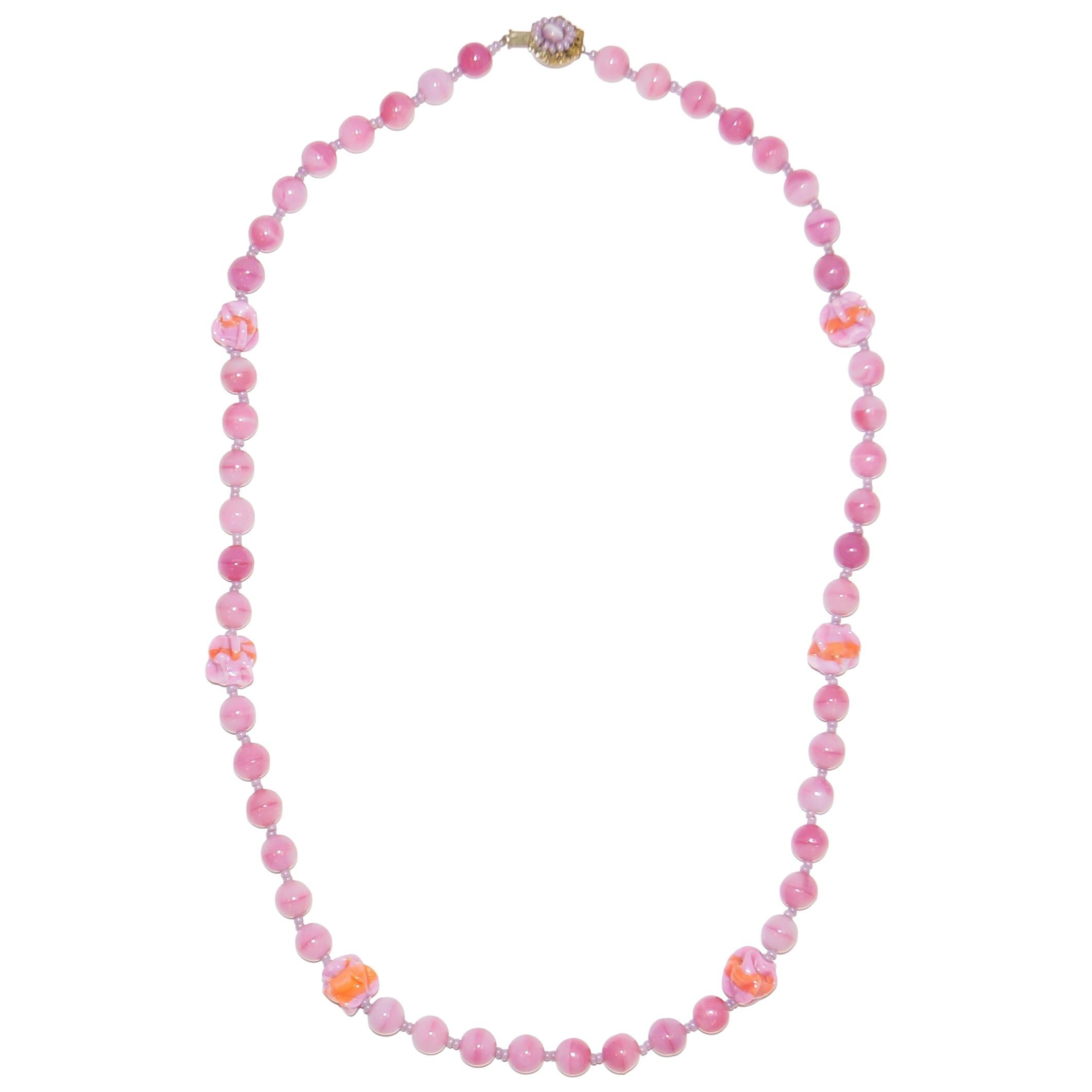Vintage Miriam Haskell Long Beaded Gemstone Necklace
