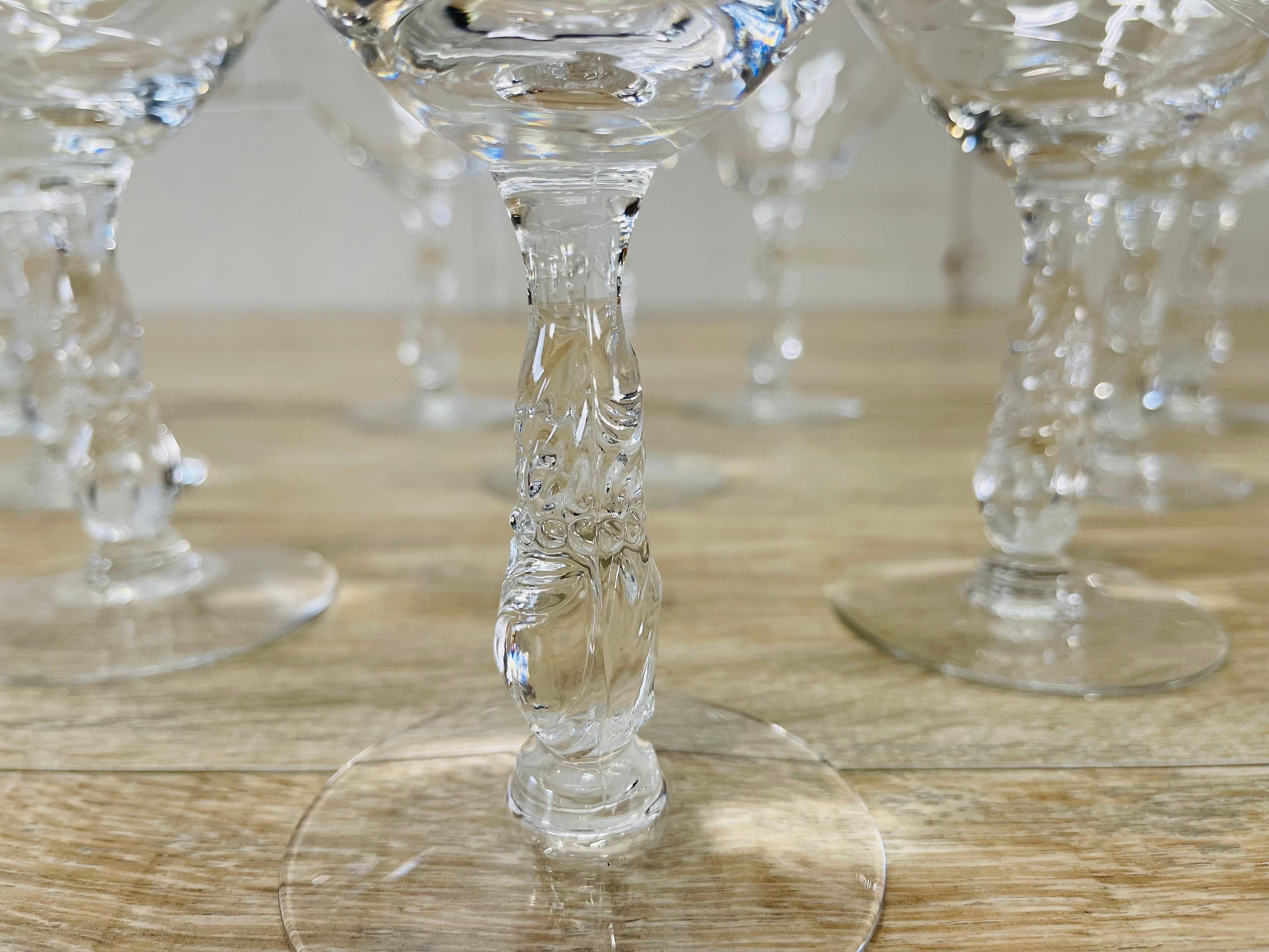 20th Century 1950s Mitre Cut Glass Coupes, Set of 10 For Sale