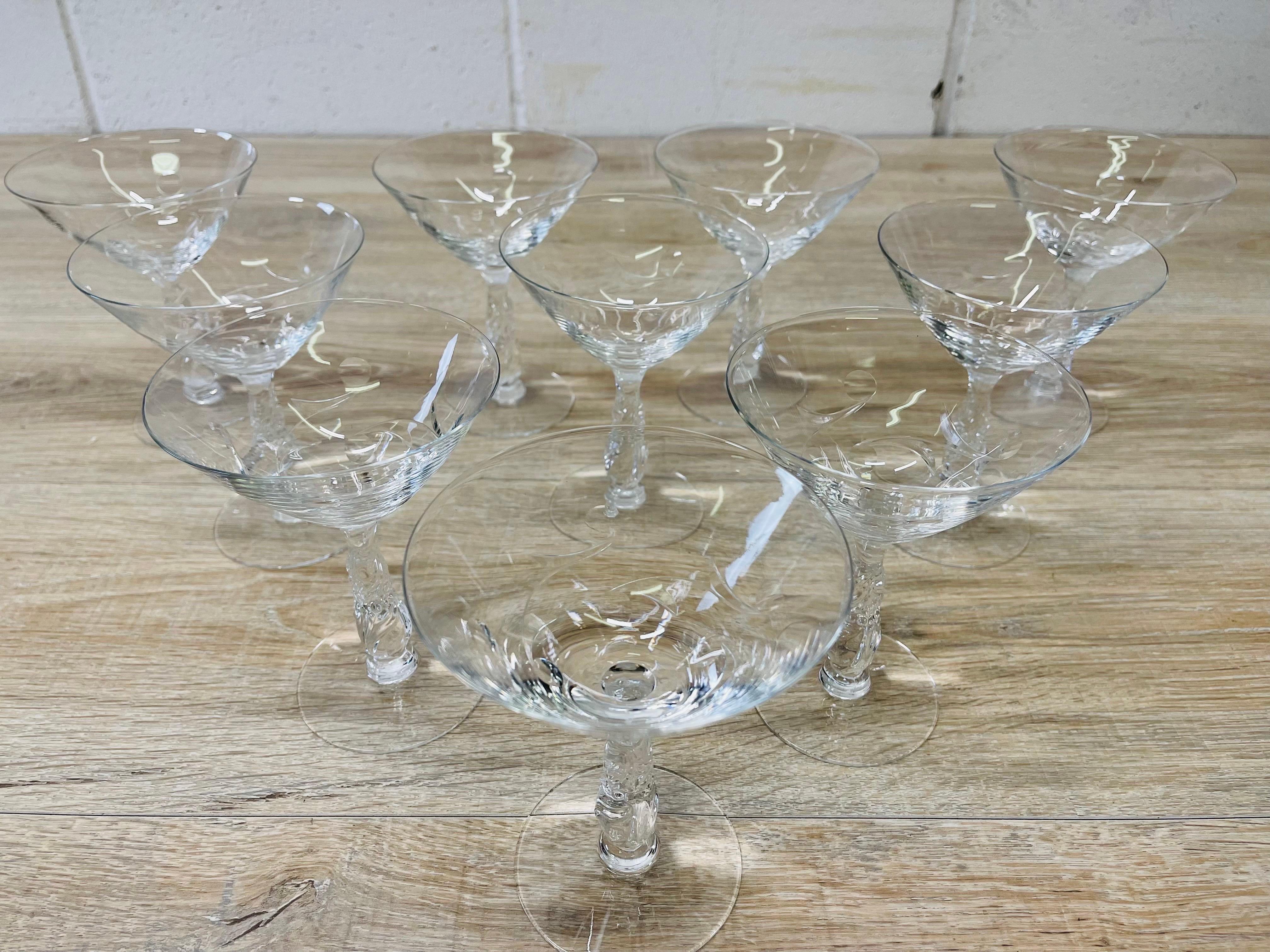 1950s Mitre Cut Glass Coupes, Set of 10 For Sale 1