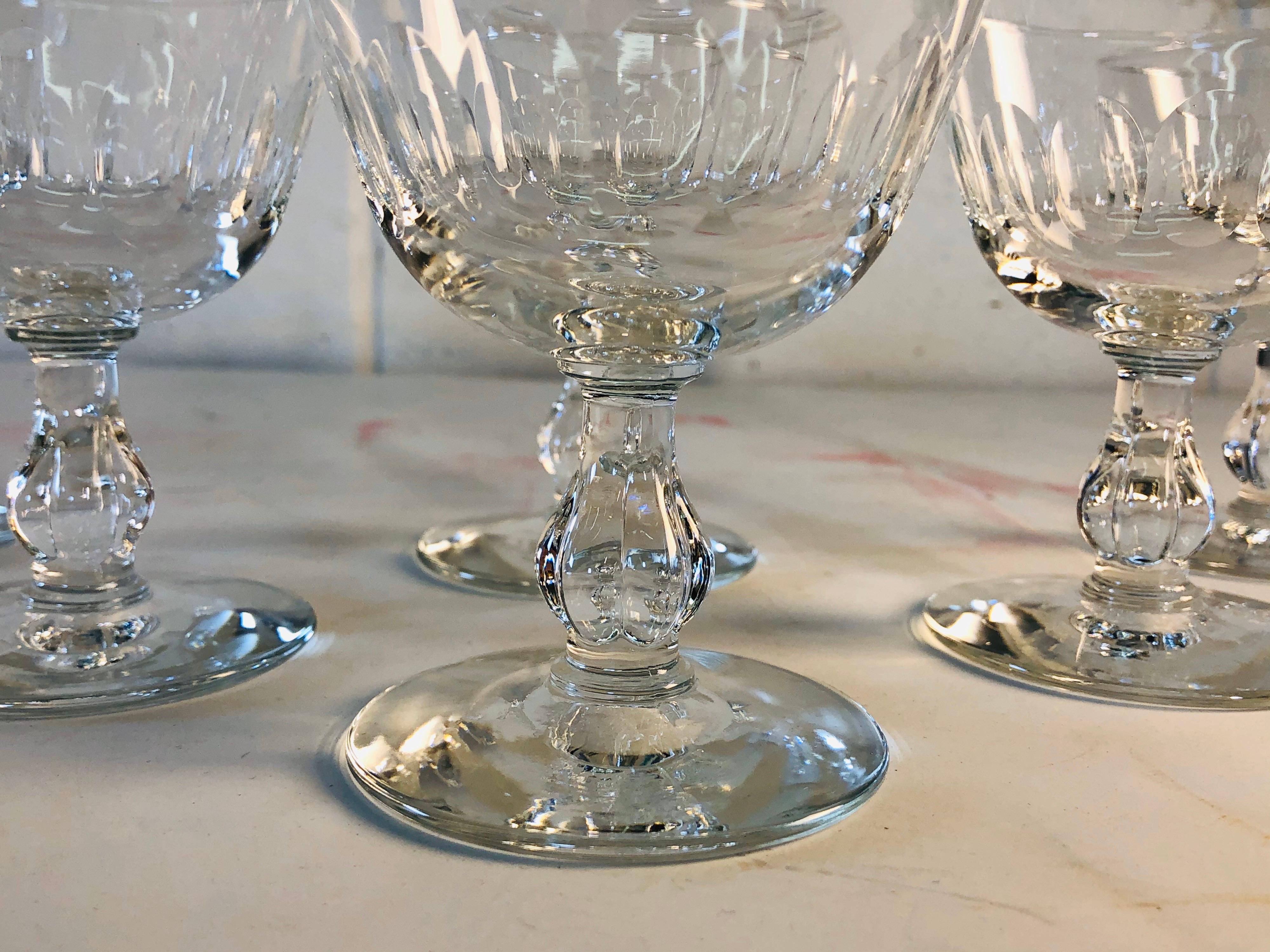 20th Century 1950s Mitred Glass Coupe Stems, Set of 6